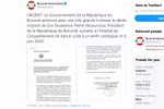 Thông báo của chính phủ Burundi. (Ảnh: Twitter)