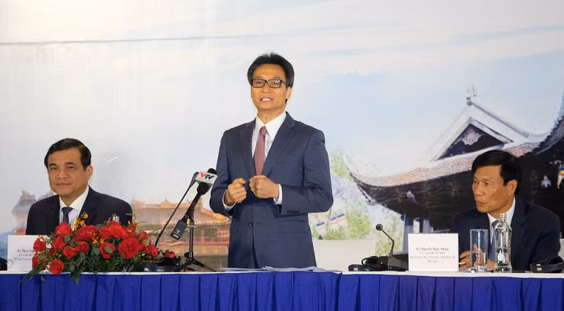  Phó Thủ tướng, Trưởng ban Chỉ đạo nhà nước về Du lịch Vũ Đức Đam phát biểu chỉ đạo tại Hội nghị toàn quốc về Du lịch năm 2020. (Ảnh: CTV/Vietnam+)