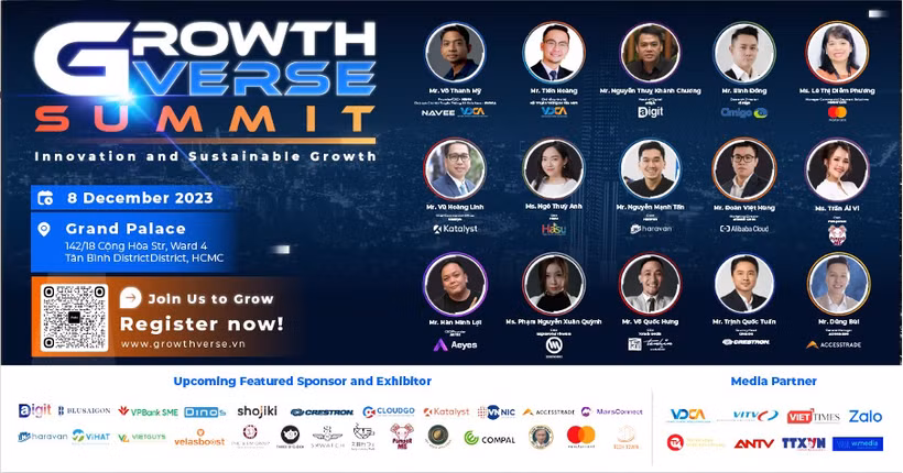 GrowthVerse Summit 2023 sẽ chính thức diễn ra tại Thành phố Hồ Chí Minh vào ngày 8/12.