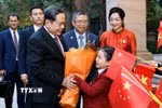 Chủ tịch Quốc hội Trần Thanh Mẫn đến Đại sứ quán Việt Nam tại Trung Quốc. (Ảnh: Doãn Tấn/TTXVN)