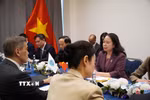 Phó Chủ tịch nước Võ Thị Ánh Xuân gặp Tổng thư ký SCO Nurlan Yemekbayev. (Ảnh: Tâm Hằng/TTXVN )