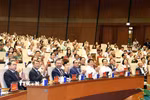 Tổng Bí thư, Chủ tịch nước Tô Lâm và các đại biểu dự hội nghị tại điểm cầu Trung tâm Nhà Quốc hội (Hà Nội). (Ảnh: Thống Nhất/TTXVN)