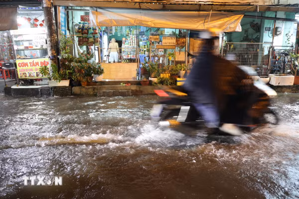 Thành phố Hồ Chí Minh: Mưa lớn kết hợp triều cường khiến nhiều khu vực ngập sâu