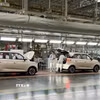 Dây truyền sản xuất ô tô xuất khẩu của Công ty TNHH Kaiyi Auto, thành phố Nghi Tân, tỉnh Tứ Xuyên (Trung Quốc). (Ảnh: Công Tuyên/TTXVN)