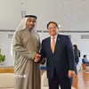 Thủ tướng Phạm Minh Chính tiếp Quốc Vụ khanh Các tiểu vương quốc Arab thống nhất (UAE) Ahmed Ali Bin Al Sayegh. (Ảnh: Dương Giang/TTXVN)