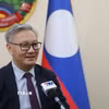 Phó Thủ tướng Chính phủ, Bộ trưởng Bộ Ngoại giao Lào Thongsavan Phomvihane trả lời phỏng vấn. (Ảnh: Xuân Tú/TTXVN)