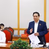 Thủ tướng Phạm Minh Chính phát biểu tại buổi làm việc với Ban Thường vụ Tỉnh ủy Sơn La. (Ảnh: Dương Giang/TTXVN)