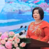 Bà Cao Xuân Thu Vân, Chủ tịch Liên minh Hợp tác xã Việt Nam, Phó Trưởng ban chỉ đạo Quốc gia về kinh tế tập thể phát biểu. (Ảnh: Lê Đông/TTXVN)