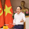 Phó Thủ tướng Lê Tiến Châu chủ trì họp về Đề án phát triển các cơ sở giáo dục đại học trên địa bàn Thủ đô. (Ảnh: Lâm Khánh/TTXVN)