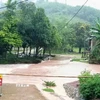 Các ngầm tràn, đoạn đường ở các xã khu vực biên giới phía Bắc của tỉnh Quảng Trị bị ngập do ảnh hưởng của mưa bão. (Ảnh: TTXVN phát)