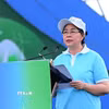 Chủ tịch Ủy ban Trung ương Mặt trận Tổ quốc Việt Nam Bùi Thị Minh Hoài phát biểu tại lễ phát động. (Ảnh: Trịnh Duy Hưng/TTXVN)