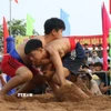 Hội vật là dịp để thanh niên rèn luyện sức khỏe, hun đúc ý chí và giữ gìn truyền thống cha ông để lại. (Ảnh: Mai Trang/TTXVN)