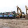Máy móc tập kết sẵn sàng đẩy mạnh thi công Cảng Hàng không quốc tế Gia Bình, tỉnh Bắc Ninh. (Ảnh: Thanh Thương/TTXVN)
