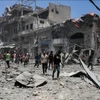 Cảnh đổ nát do chiến sự tại Dải Gaza. (Ảnh: THX/TTXVN)