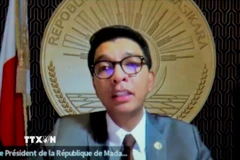 Tổng thống Madagascar Andry Rajoelina trong bài phát biểu ngày 13/10. (Ảnh: THX/TTXVN)