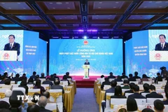 Chủ tịch Quốc hội Trần Thanh Mẫn phát biểu tại Lễ hưởng ứng Ngày Pháp luật Việt Nam 2025. (Ảnh: Phạm Kiên/TTXVN)