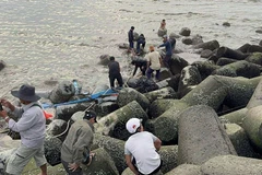 Lực lượng chức năng tổ chức tìm kiếm thuyền viên mất tích. (Nguồn: VOV)