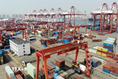 Cảng hàng hóa ở Sơn Đông, Trung Quốc. (Ảnh: THX/TTXVN)