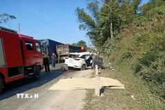 Hiện trường vụ tai nạn. (Ảnh: TTXVN phát)