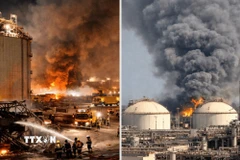 Ngày 19/3, các cuộc tấn công đáp trả bằng tên lửa của Iran nhằm vào thành phố công nghiệp Ras Laffan - trung tâm sản xuất khí tự nhiên hóa lỏng (LNG) lớn nhất của Qatar - đã làm gián đoạn khoảng 17% năng lực xuất khẩu LNG. (Ảnh: jkadworld.com/TTXVN)