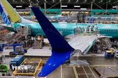 May bay Boeing 737 MAX được lắp ráp tại nhà máy của Boeing ở Renton, Washington. (Ảnh: REUTERS/TTXVN)