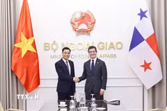 Thứ trưởng Ngoại giao Đặng Hoàng Giang và Thứ trưởng Bộ Ngoại giao Panama Carlos A. Hoyos. (Ảnh: Minh Đức/TTXVN)