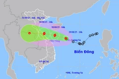 Vị trí và đường đi của áp thấp nhiệt đới. (Nguồn: Trung tâm Khí tượng Thủy văn Quốc gia)