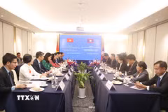 Hội đàm giữa Bộ Văn hóa, thể thao và du lịch Việt Nam với Ban Tuyên huấn Trung ương Đảng Nhân dân cách mạng Lào. (Ảnh: Xuân Tú/TTXVN)