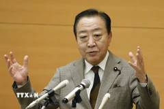 Chủ tịch đảng Dân chủ Lập hiến (CDPJ) tại Nhật Bản Yoshihiko Noda phát biểu tại thủ đô Tokyo. (Ảnh: Kyodo/TTXVN)