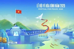Nền của Bộ nhận diện là hình ảnh đặc trưng của quê hương Quảng Trị với dòng sông, đồng lúa, mái nhà, cánh đồng điện gió cùng các di tích lịch sử tiêu biểu trong hệ thống 647 di tích văn hóa, lịch sử trên địa bàn. (Ảnh: TTXVN phát)
