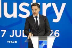 Tổng Thư ký NATO Mark Rutte phát biểu tại Diễn đàn Công nghiệp Quốc phòng ở Ankara, Thổ Nhĩ Kỳ. (Ảnh: AA/TTXVN phát)