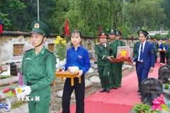 21 hài cốt liệt sỹ được quy tập lần này do Đội quy tập Bộ Chỉ huy quân sự tỉnh Thanh Hóa tìm kiếm, cất bốc trong mùa khô 2024-2025 tại nước bạn Lào. (Ảnh TTXVN phát)