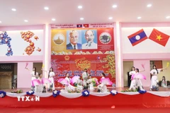 Tiết mục văn nghệ mang đậm nét văn hóa Việt tại Lễ hội Ẩm thực Xuân 2026. (Ảnh: Xuân Tú/TTXVN)