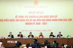 Họp báo về công tác chuẩn bị cho ngày bầu cử đại biểu Quốc hội khóa XVI và đại biểu Hội đồng nhân dân các cấp nhiệm kỳ 2026-2031. (Ảnh: Tuấn Anh/TTXVN)