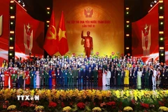 Tổng Bí thư Tô Lâm, Chủ tịch nước Lương Cường và Thủ tướng Phạm Minh Chính cùng các đại biểu tham dự Đại hội Thi đua yêu nước lần thứ XI. (Ảnh: Dương Giang/TTXVN)