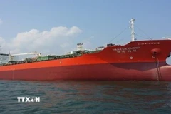 Tàu chở dầu MT Hankuk Chemi của Hàn Quốc trên vùng Vịnh. (Ảnh: Yonhap/TTXVN)