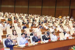 Tổng Bí thư Tô Lâm, Chủ tịch nước Lương Cường, Thủ tướng Phạm Minh Chính, Chủ tịch Quốc hội Trần Thanh Mẫn cùng các lãnh đạo Đảng, Nhà nước; lãnh đạo các Ban, bộ, ngành dự hội nghị tại điểm cầu chính Hội trường Diên Hồng, Nhà Quốc hội. (Ảnh: Thống Nhất/TTXVN)