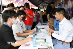 Tư vấn việc làm cho sinh viên, người lao động. (Ảnh: Thanh Vũ/TTXVN)