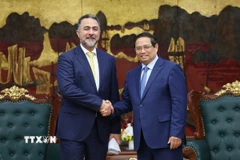 Thủ tướng Phạm Minh Chính tiếp ông Nasser Sulaiman Al Harthy, Phó Chủ tịch Cơ quan đầu tư Oman (OIA). (Ảnh: Dương Giang/TTXVN)