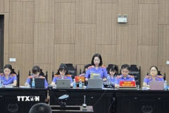 Đại diện Viện Kiểm sát công bố bản Cáo trạng tại phiên tòa. (Ảnh: Kim Anh/TTXVN)