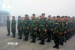 Đoàn quân đội Lào tham gia diễu binh, diễu hành dịp Quốc khánh 2/9 năm nay tại Hà Nội. (Ảnh: TTXVN phát)