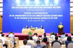 Quang cảnh buổi họp báo. (Ảnh: Phạm Kiên/TTXVN)