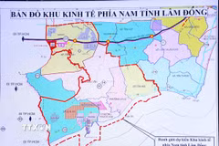 Bản đồ dự kiến thành lập Khu kinh tế ven biển phía Nam của tỉnh Lâm Đồng. (Ảnh: Nguyễn Thanh/TTXVN)