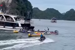 Khu vực xảy ra vụ va chạm giữa tàu du lịch và thuyền máy. (Ảnh: Cắt từ clip)