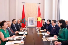 Chủ tịch Quốc hội Trần Thanh Mẫn tiếp ông Mustapha El Ktiri, Chủ tịch Hội hữu nghị Maroc-Việt Nam. (Ảnh: Doãn Tấn/TTXVN)