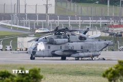 Trực thăng quân sự của Mỹ tại Căn cứ không quân Futenma ở tỉnh Okinawa, phía Nam Nhật Bản. (Ảnh: AFP/TTXVN)