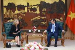 Thủ tướng Phạm Minh Chính tiếp bà Mariam J. Sherman, Giám đốc Quốc gia Ngân hàng Thế giới (WB) khu vực Việt Nam, Lào, Campuchia. (Ảnh: Dương Giang/TTXVN)