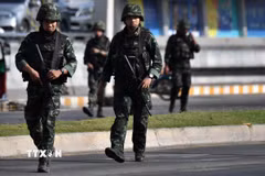Cảnh sát Thái Lan tăng cường bảo đảm an ninh tại 21 tỉnh biên giới. (Ảnh: AFP/TTXVN)