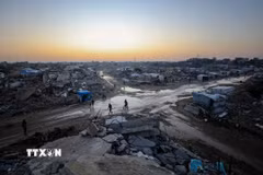 Cảnh tàn phá do xung đột tại Gaza. (Ảnh: THX/TTXVN)