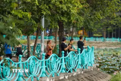 Hà Nội đang triển khai nhiều hạng mục dự án hồ Tây nhằm nâng cao chất lượng nước, cảnh quan sinh thái và phát triển bền vững khu vực hồ. (Ảnh: Tiến Long/TTXVN phát)